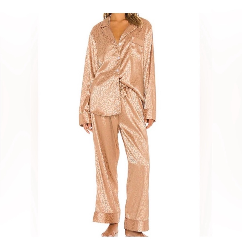 Show Me Your MuMu Satin Pajama Set in gold cheetah dreams